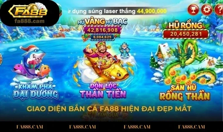 Giao diện bắn cá FA88 hiện đại và đẹp mắt