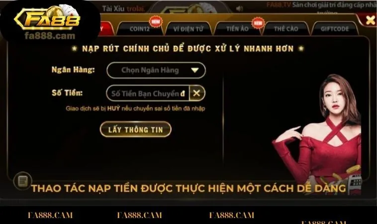 thao tac nap tien Thao tác nạp tiền được thực hiện một cách dễ dàng